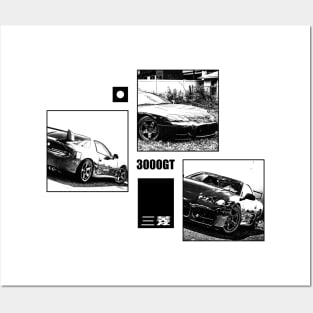 MITSUBISHI 3000GT Black 'N White Archive Posters and Art